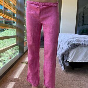 Desmond And Dempsey Pink Linen Pants